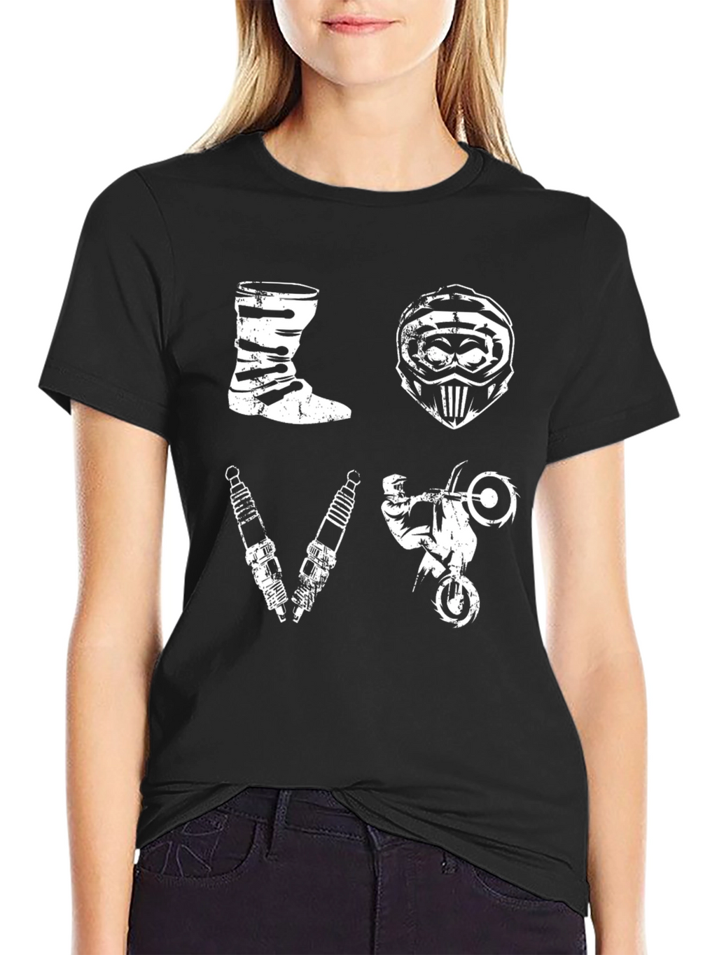 Motocross Love Graphic Black T-Shirt