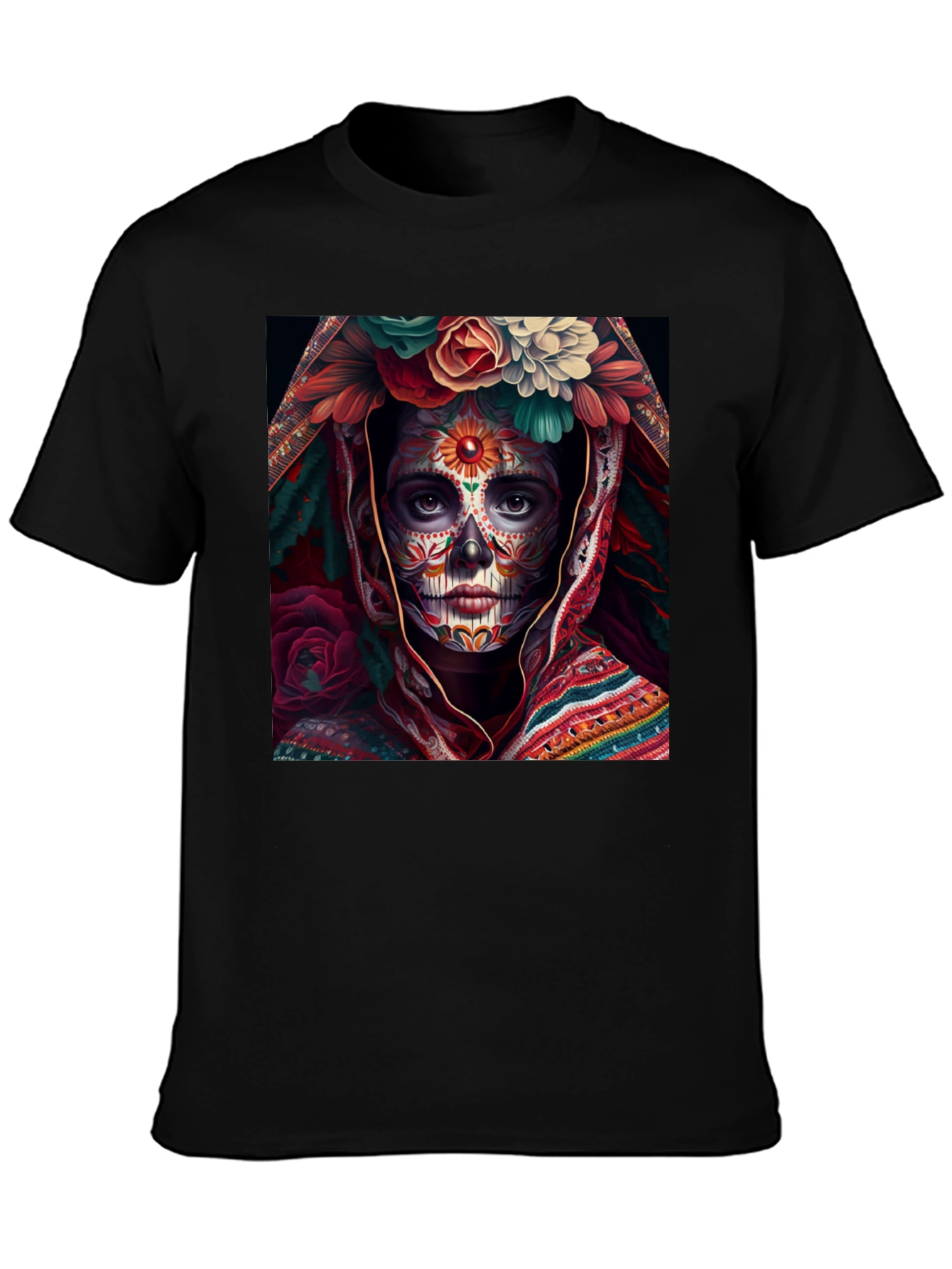Day of the Dead Art T-Shirt - Sugar Skull Woman