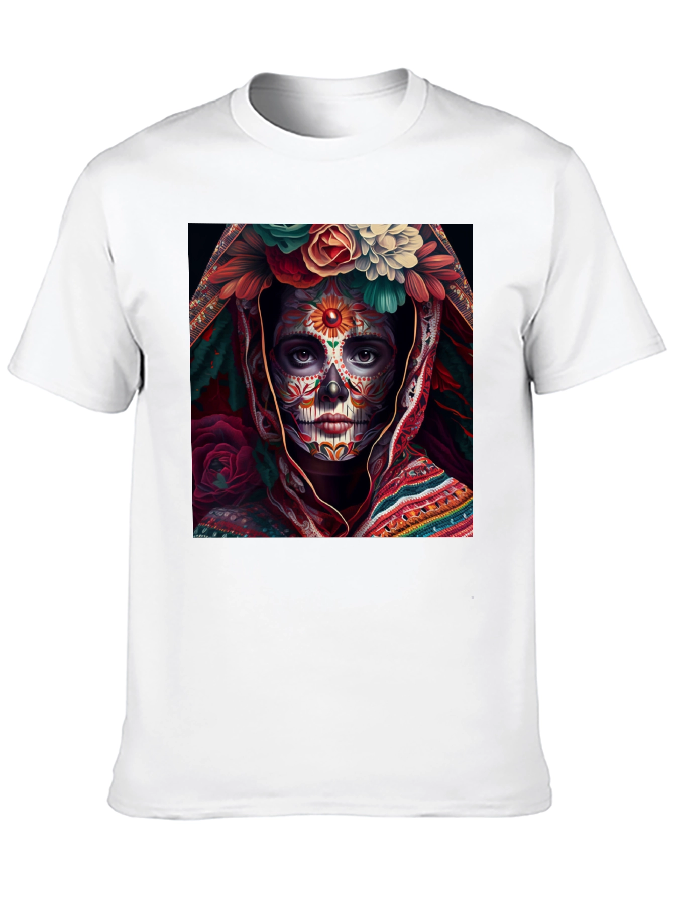 Day of the Dead Art T-Shirt - Sugar Skull Woman
