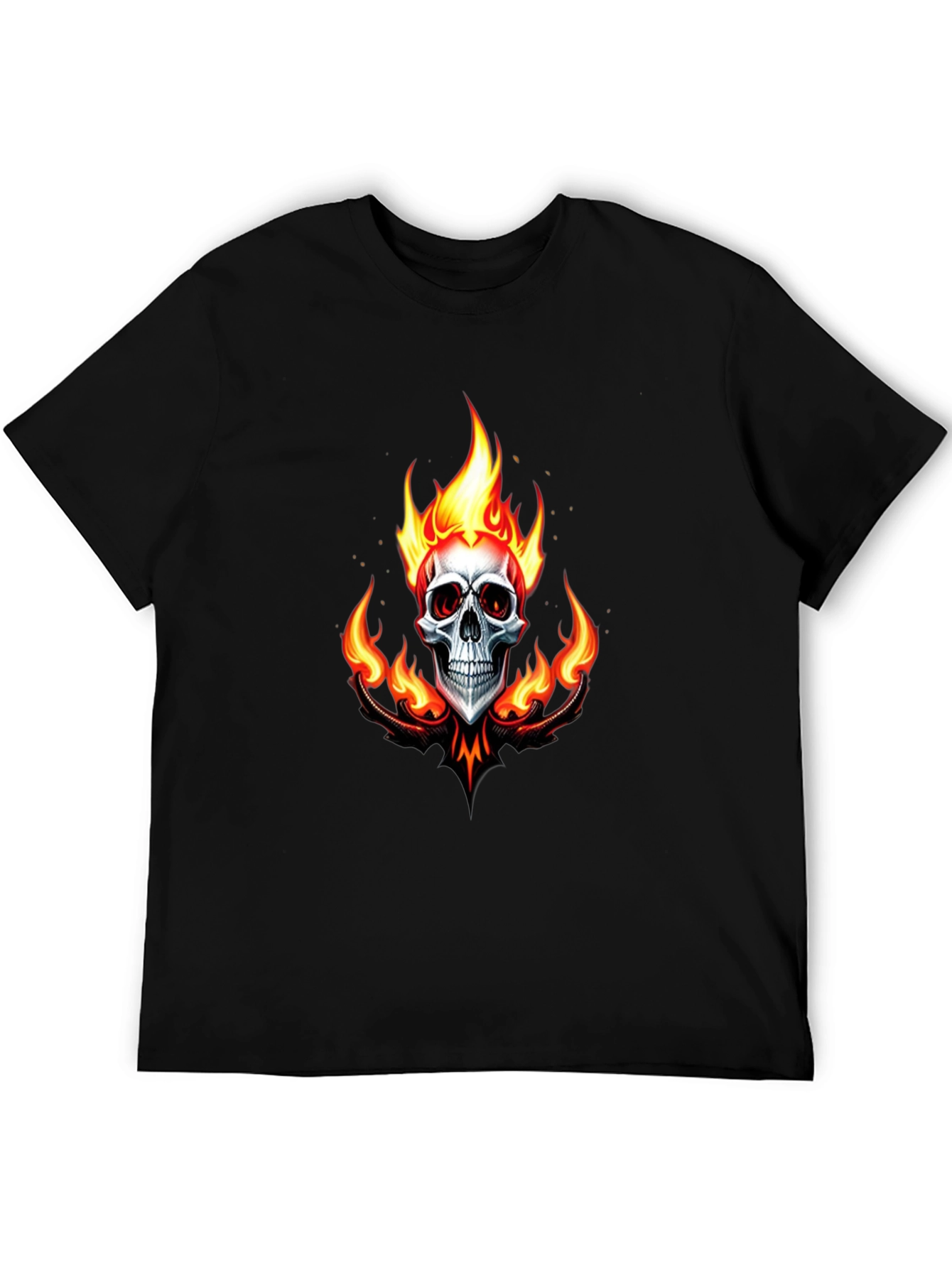 Flaming Skull Graphic Black T-Shirt