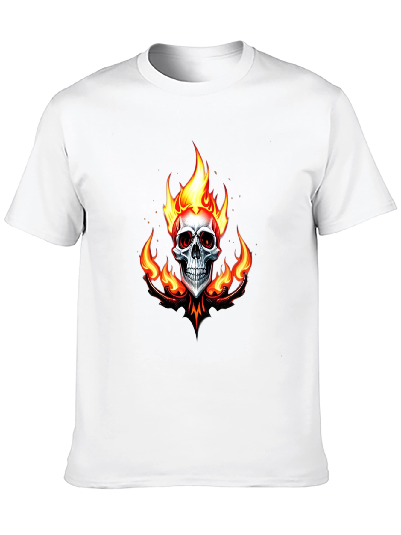 Flaming Skull Graphic Black T-Shirt