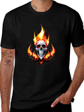 Flaming Skull Graphic Black T-Shirt