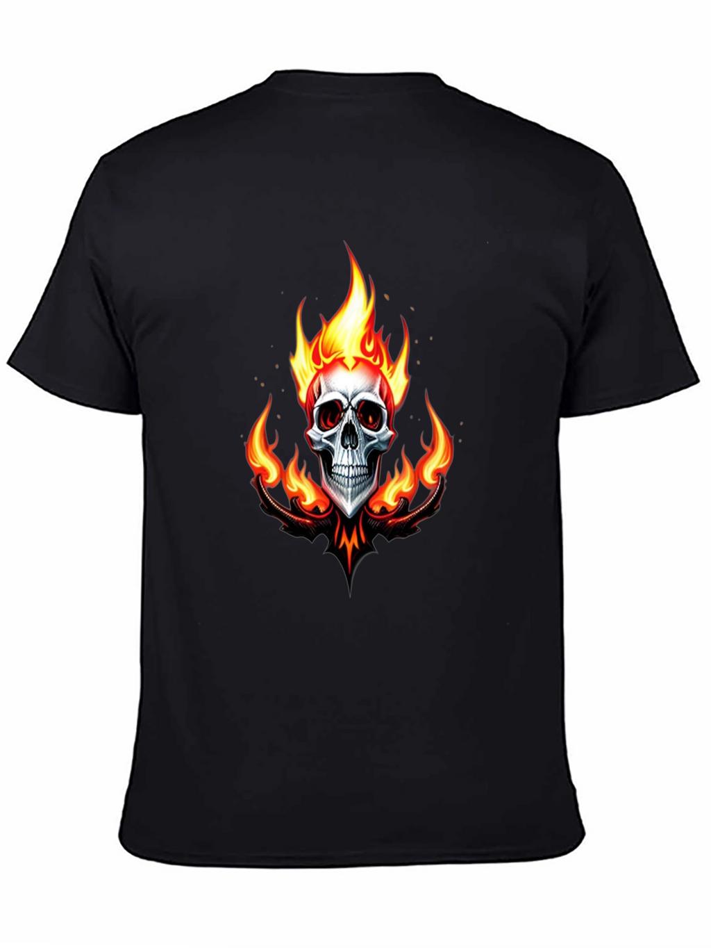 Flaming Skull Graphic Black T-Shirt