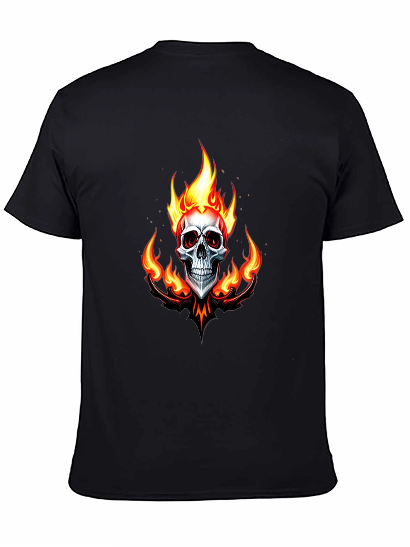 Flaming Skull Graphic Black T-Shirt