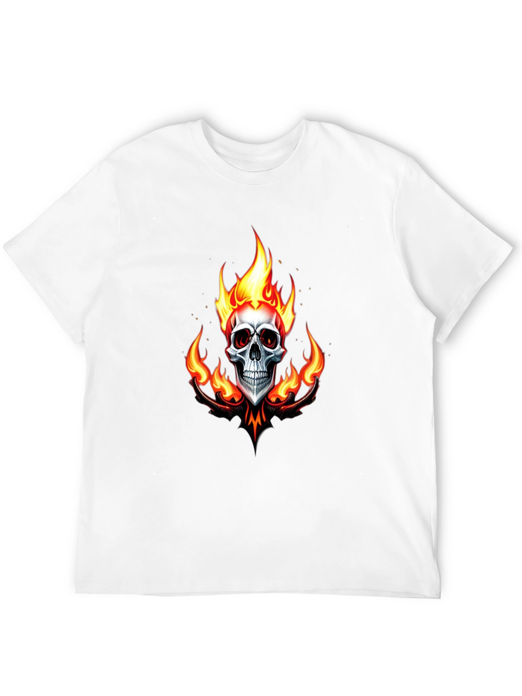 Flaming Skull Graphic Black T-Shirt
