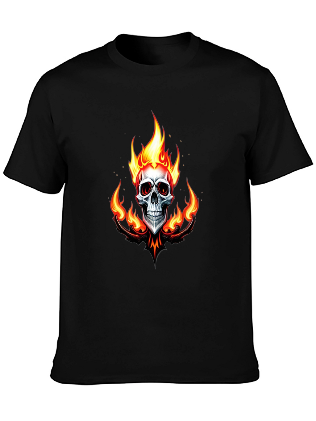 Flaming Skull Graphic Black T-Shirt