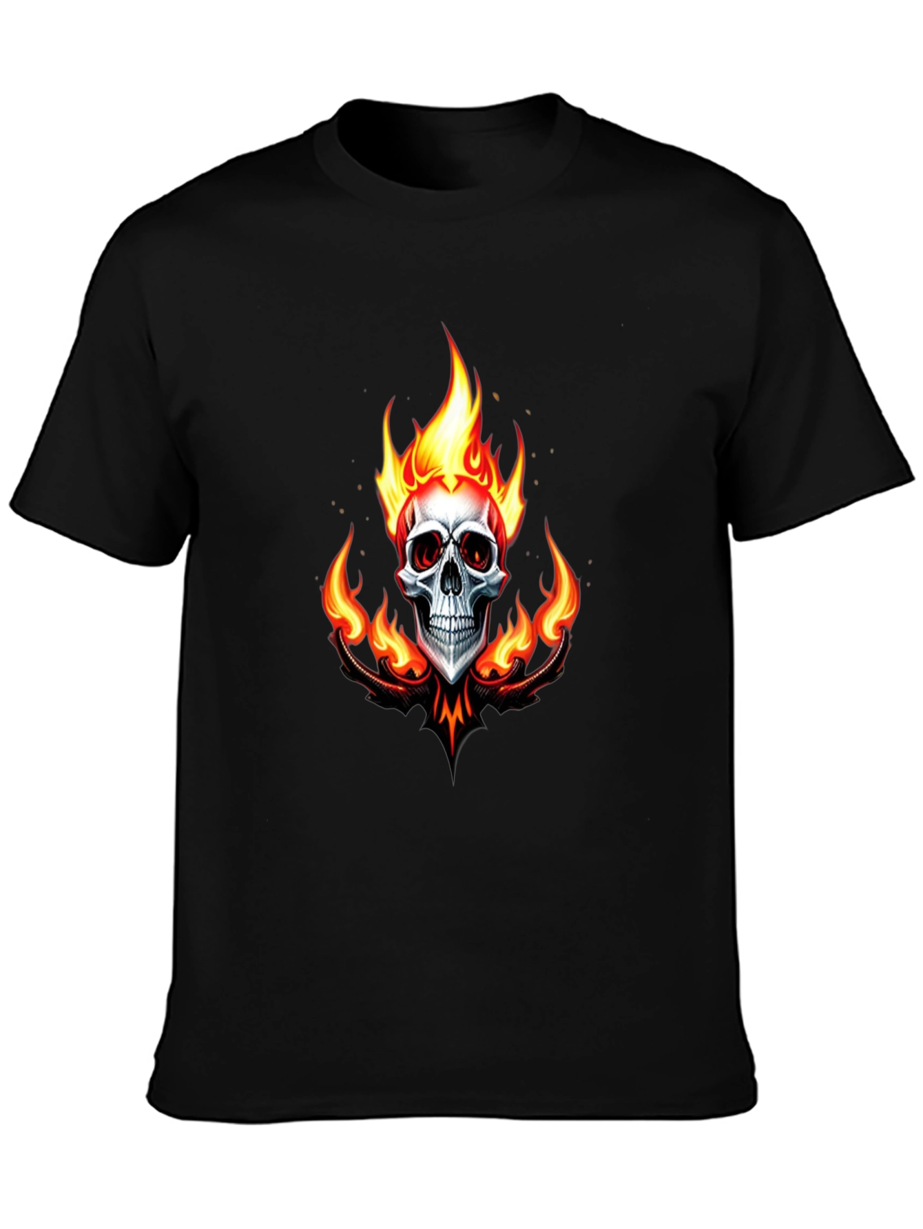 Flaming Skull Graphic Black T-Shirt
