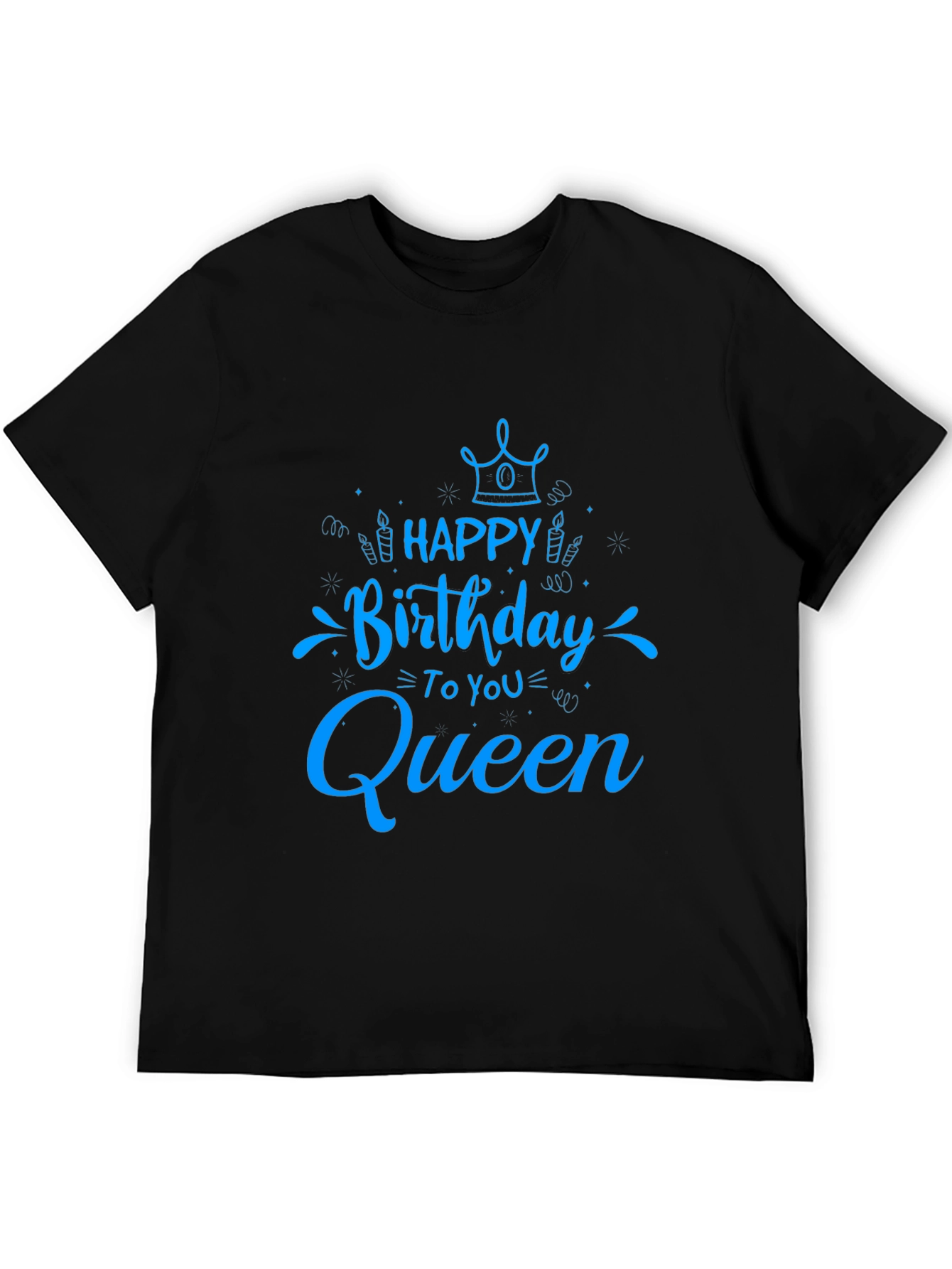 Happy Birthday Queen Graphic Tee - Black Cotton Blend