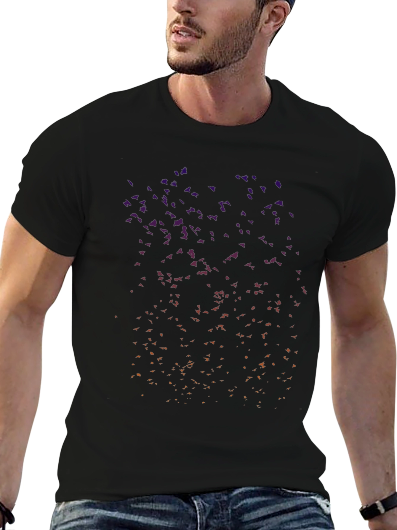 Abstract Bird Flock Black T-Shirt