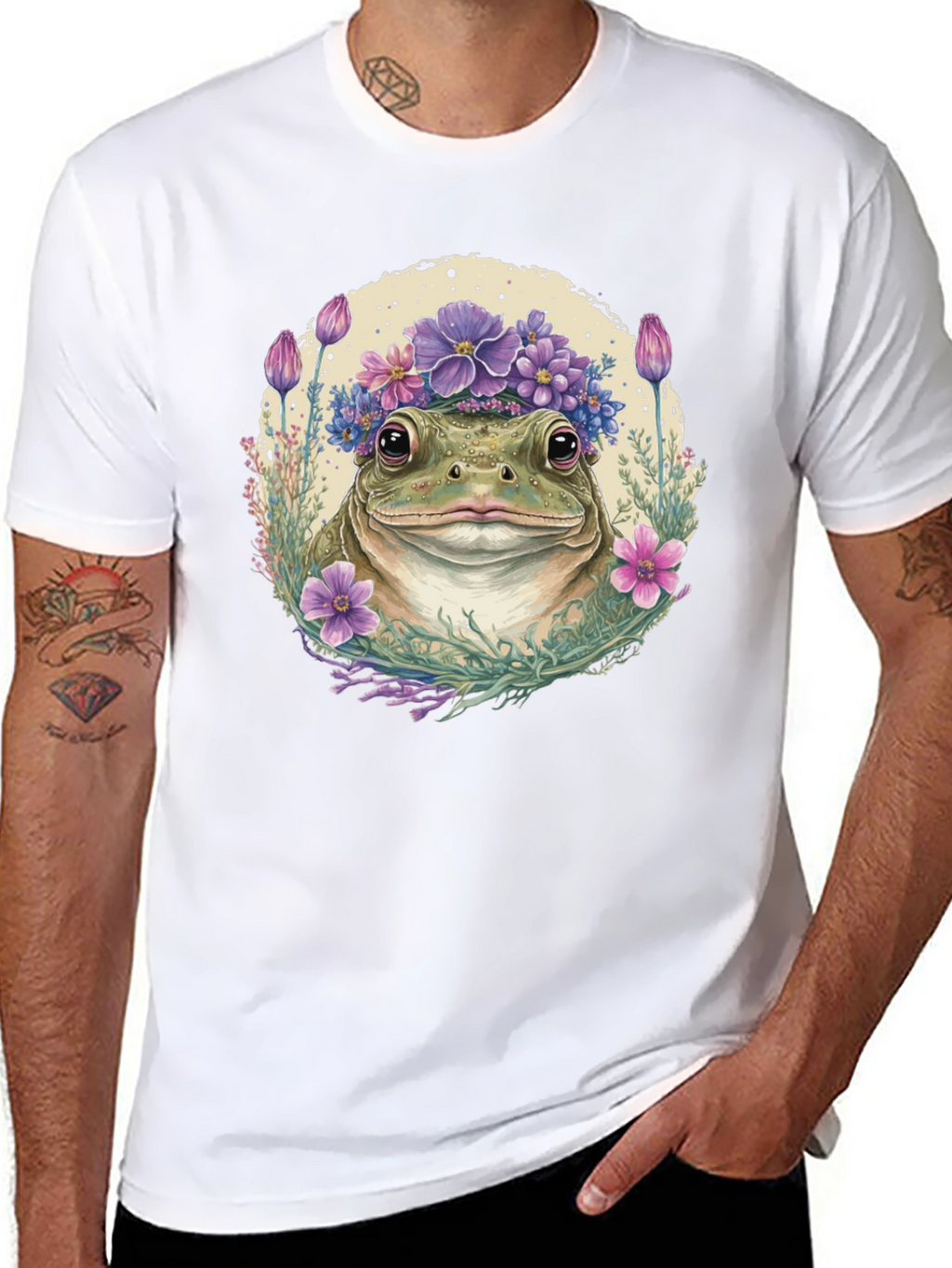 Frog with Flower Crown Graphic Tee