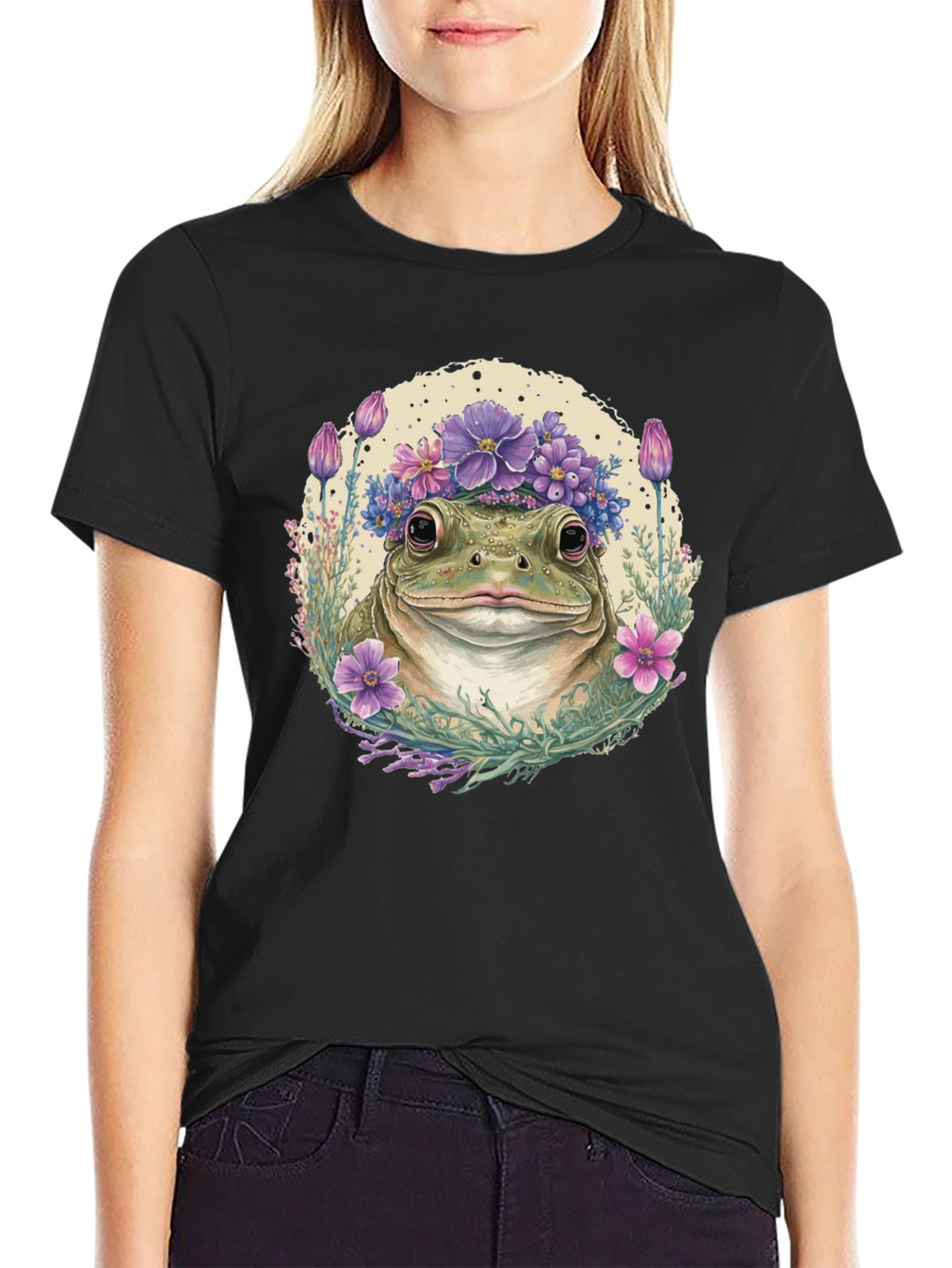 Frog with Flower Crown Graphic Tee