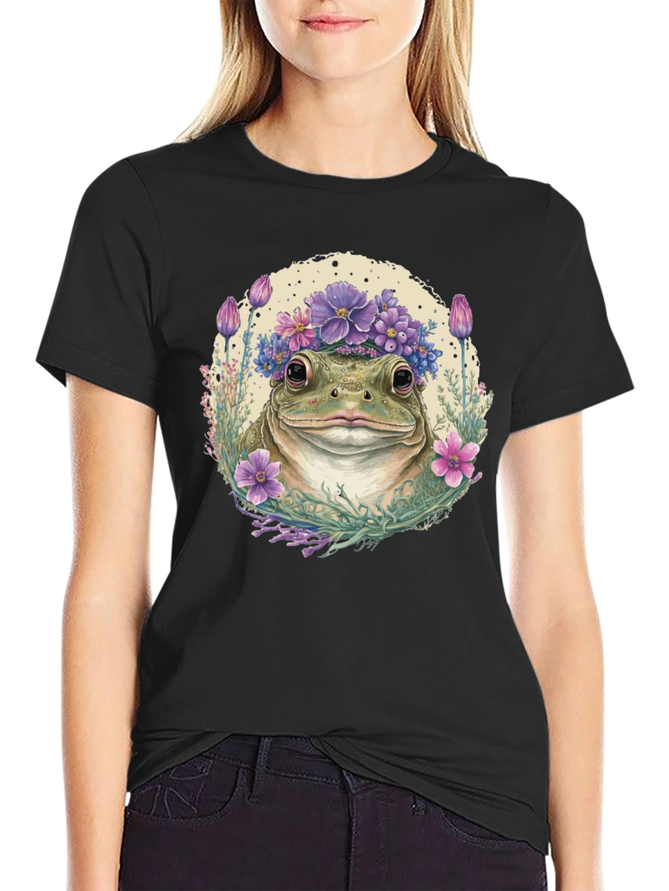 Frog with Flower Crown Graphic Tee
