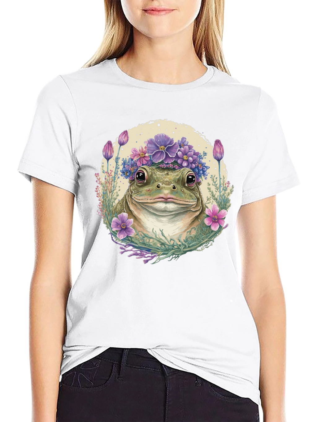 Frog with Flower Crown Graphic Tee