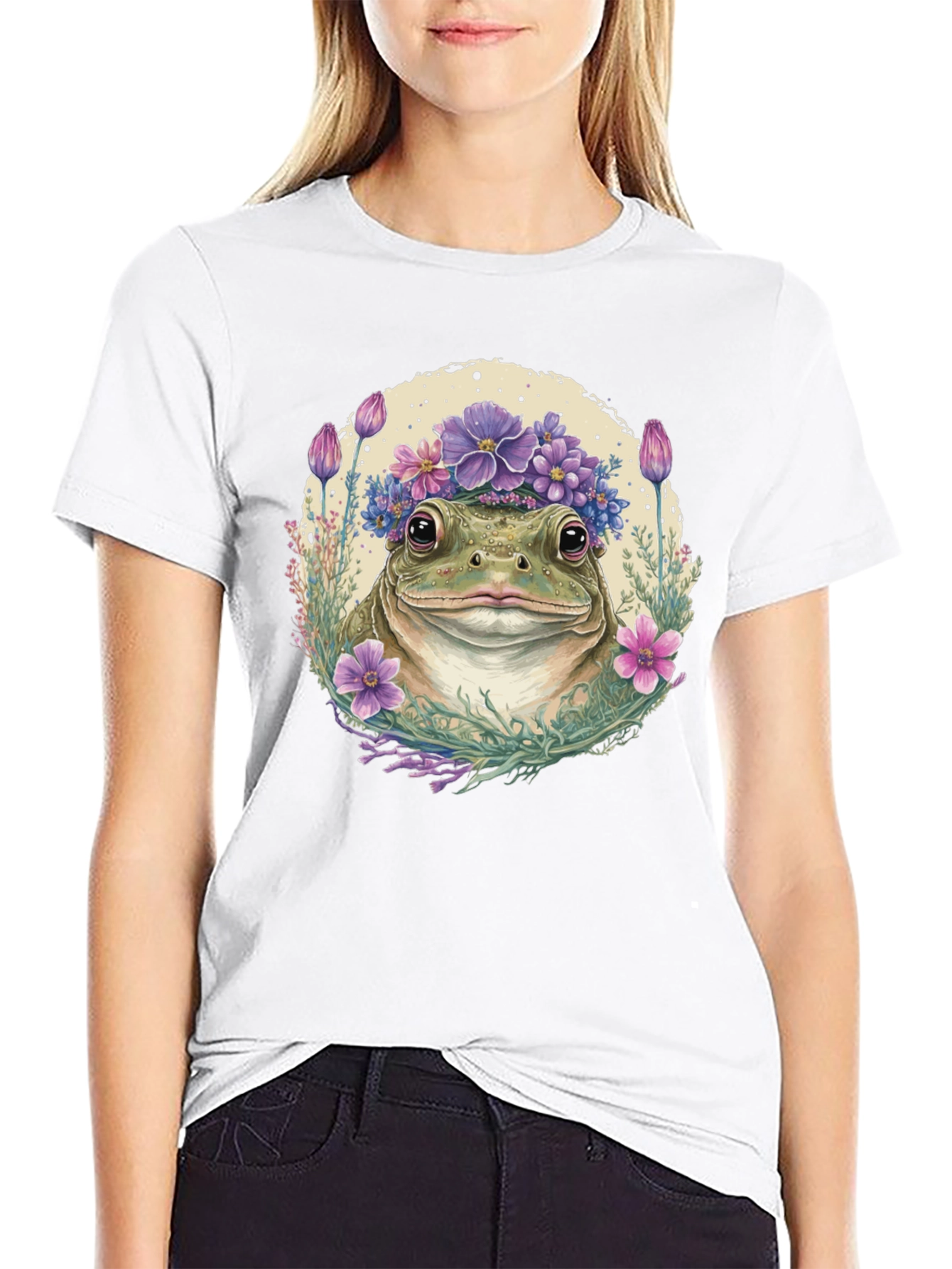 Frog with Flower Crown Graphic Tee