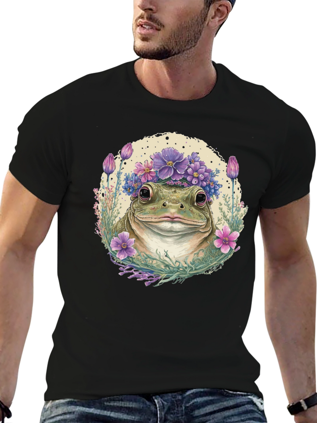 Frog with Flower Crown Graphic Tee