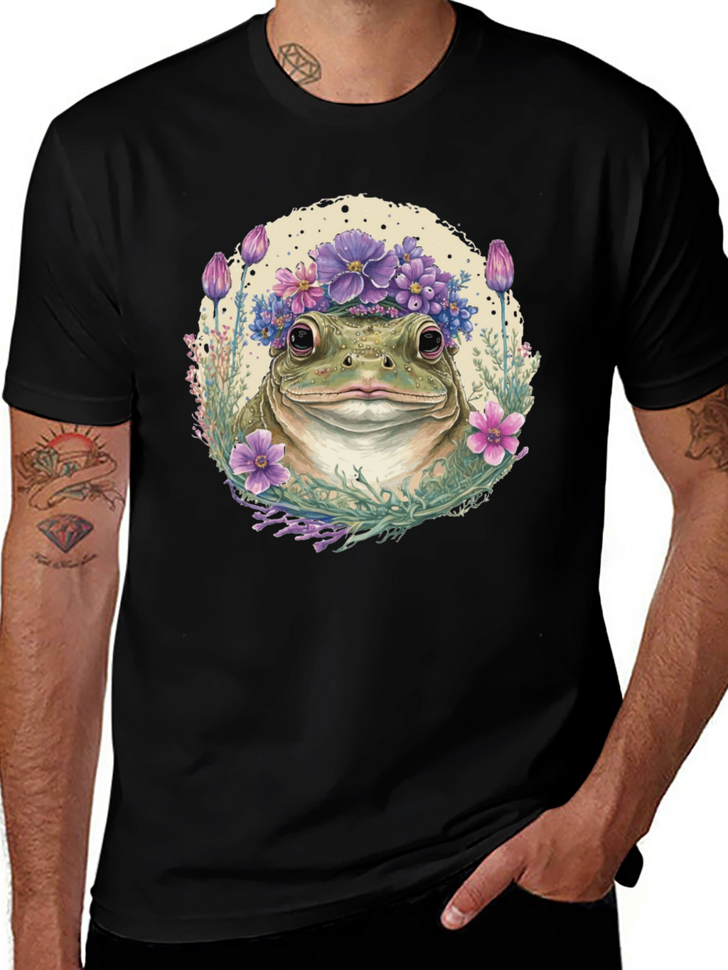 Frog with Flower Crown Graphic Tee