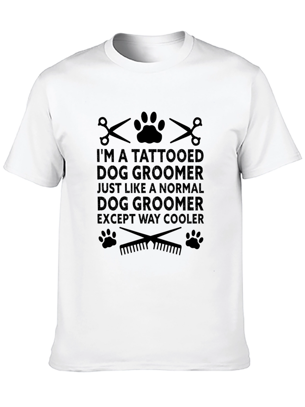 Tattooed Dog Groomer Black Graphic T-Shirt