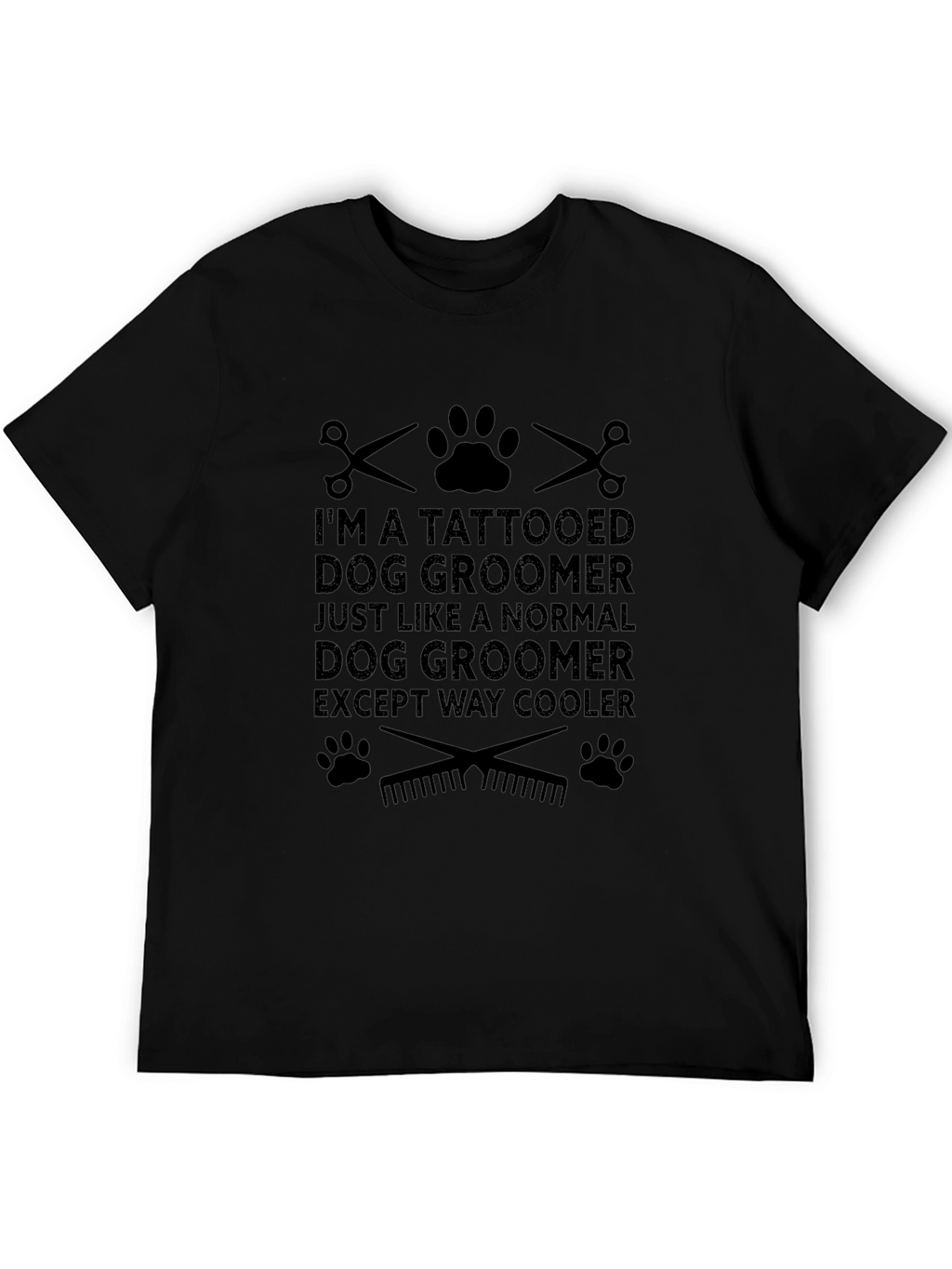 Tattooed Dog Groomer Black Graphic T-Shirt
