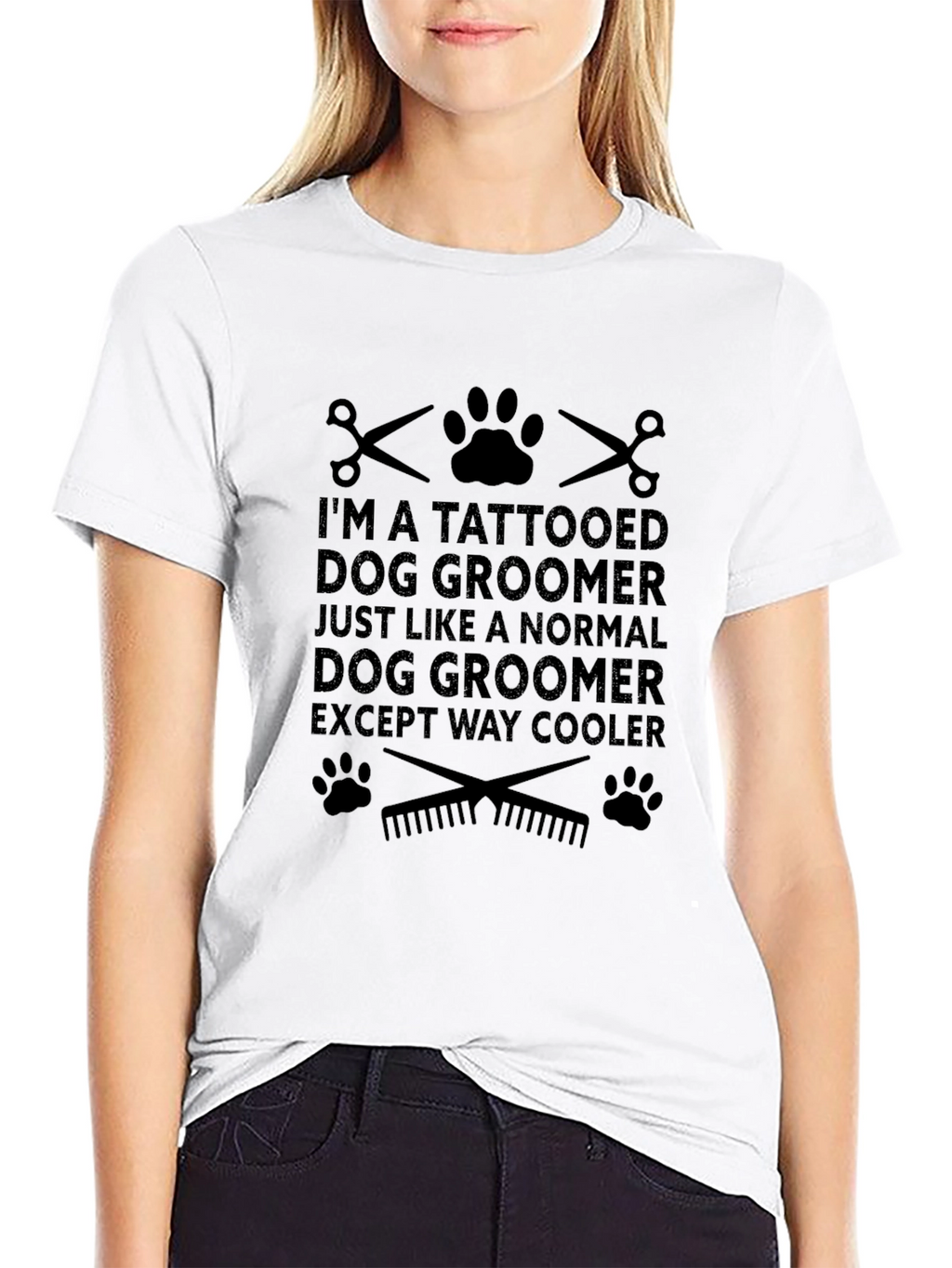 Tattooed Dog Groomer Black Graphic T-Shirt