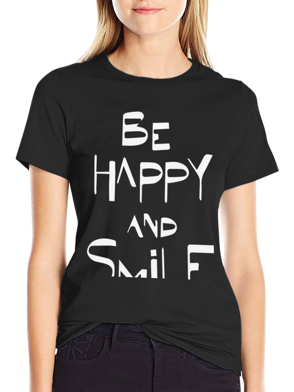 Be Happy and Smile Black T-Shirt