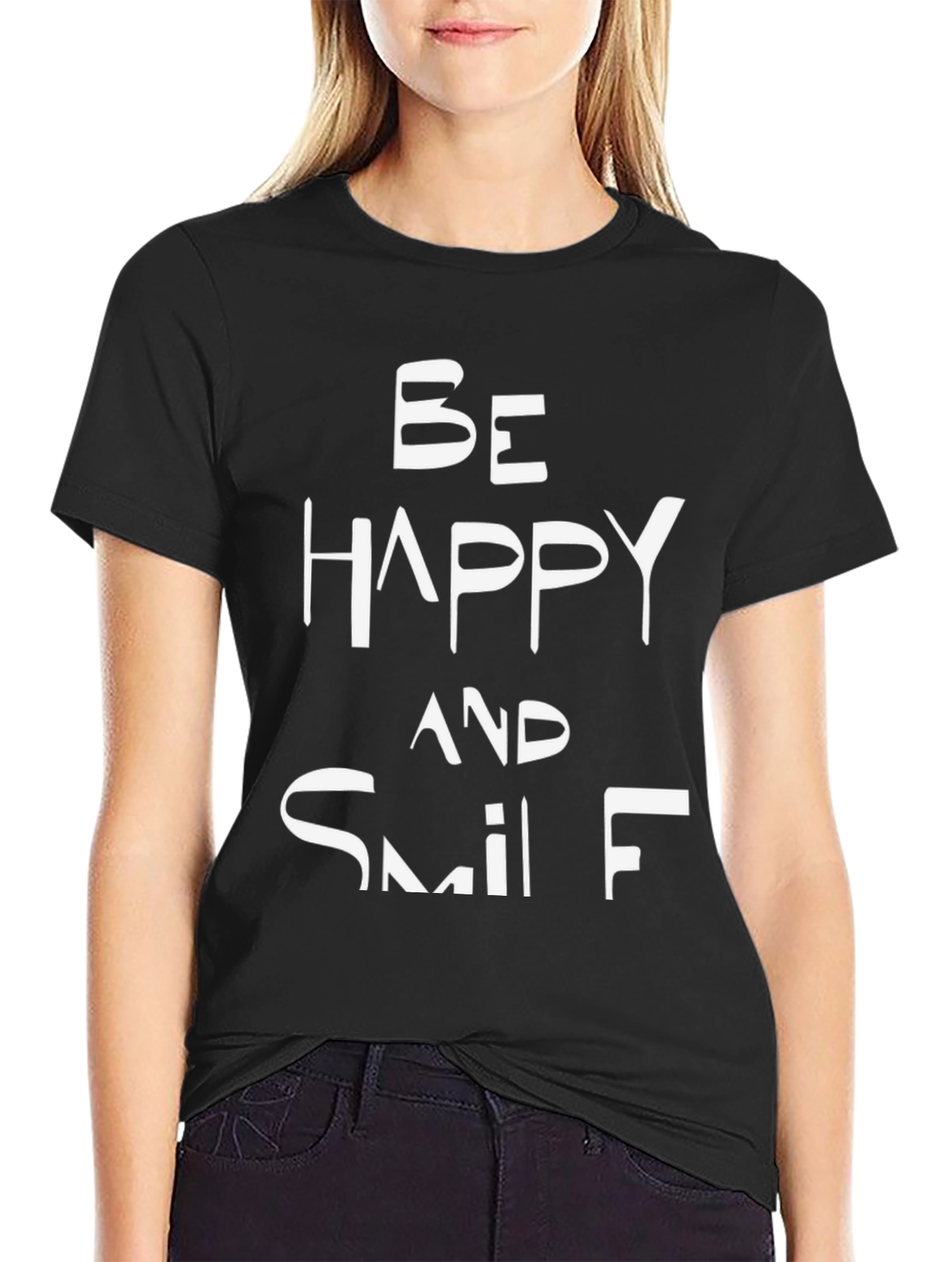 Be Happy and Smile Black T-Shirt