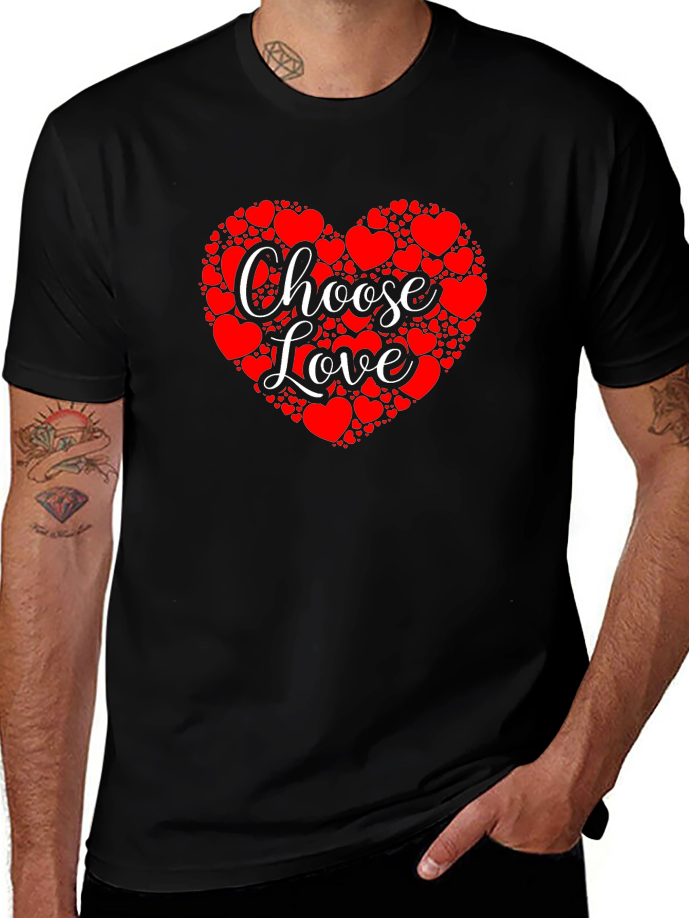 Choose Love Heart Graphic Tee - Black