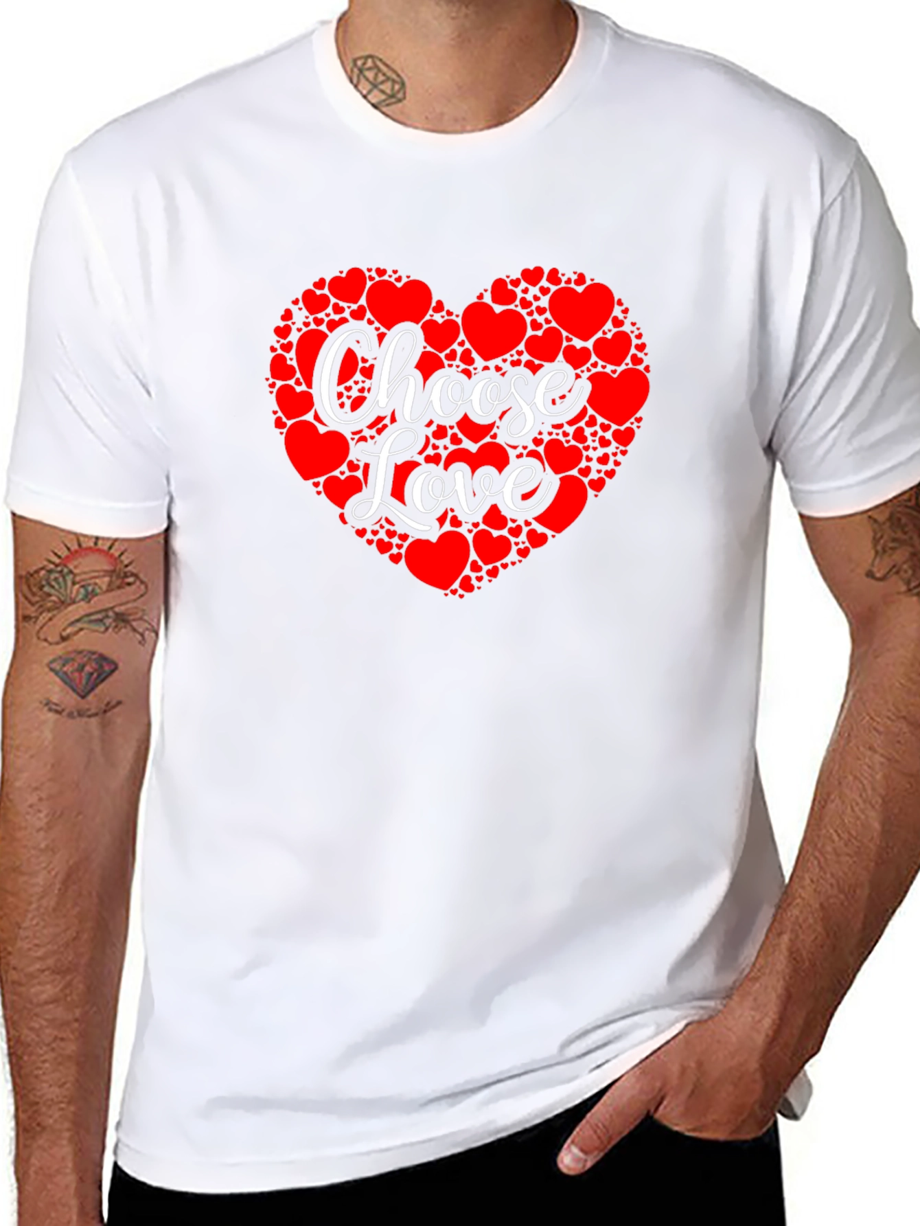 Choose Love Heart Graphic Tee - Black