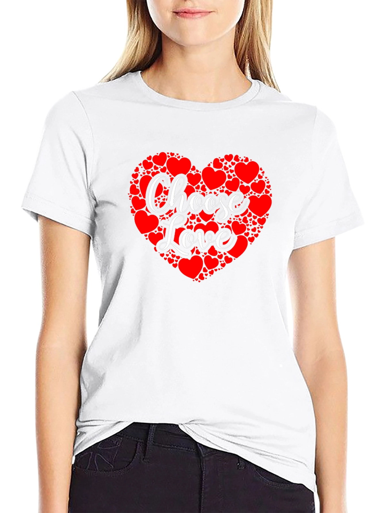 Choose Love Heart Graphic Tee - Black