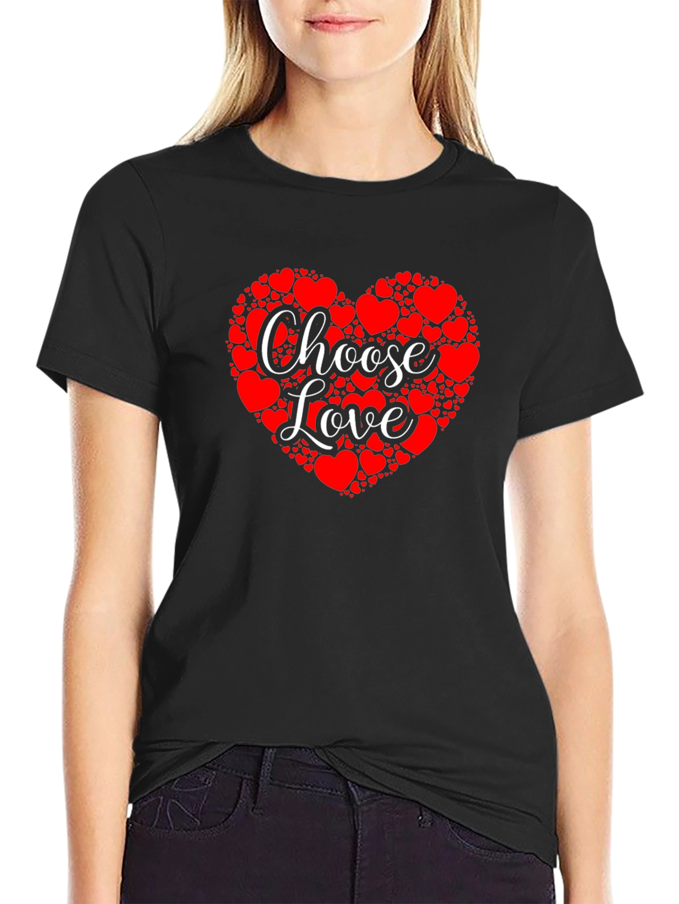 Choose Love Heart Graphic Tee - Black