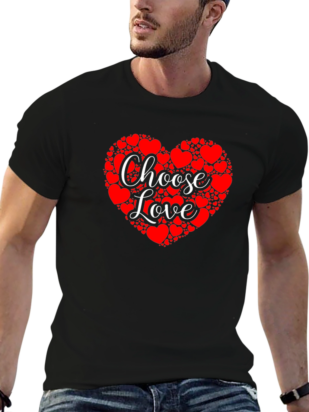 Choose Love Heart Graphic Tee - Black