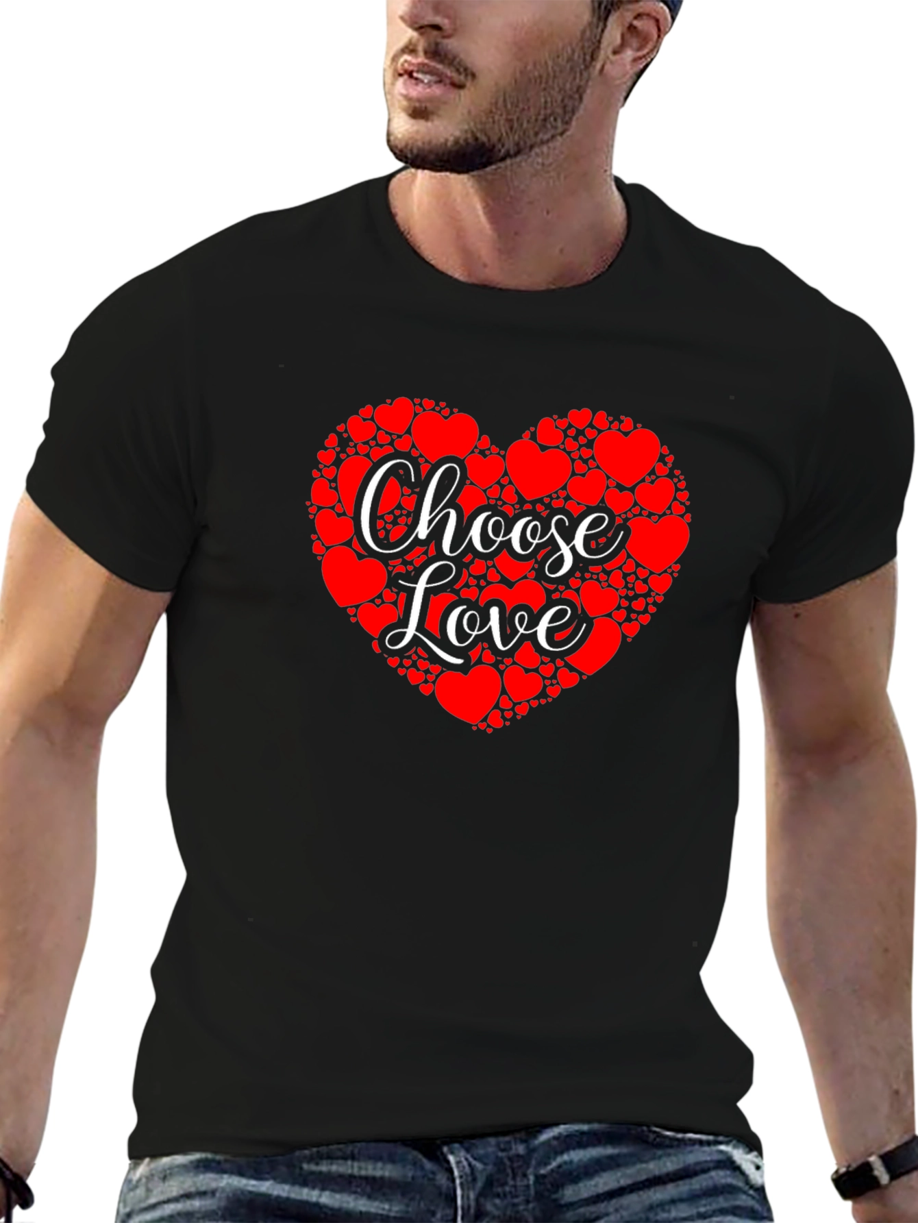 Choose Love Heart Graphic Tee - Black
