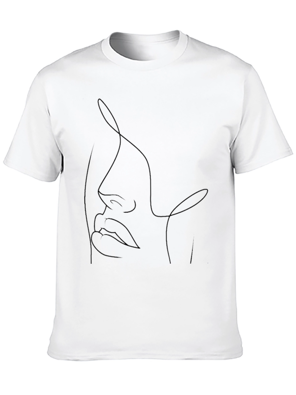 Abstract Face Line Art Black T-Shirt