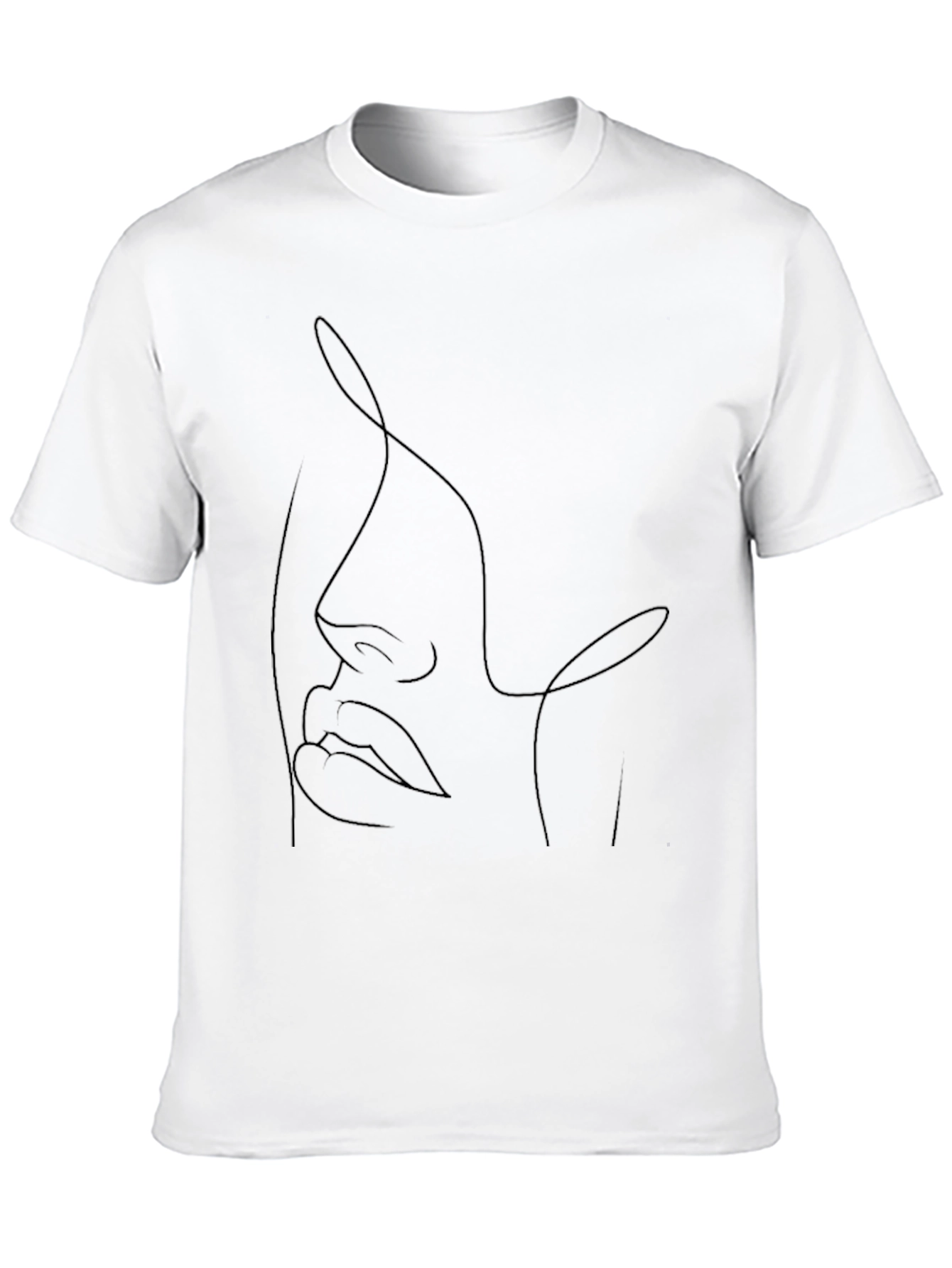Abstract Face Line Art Black T-Shirt