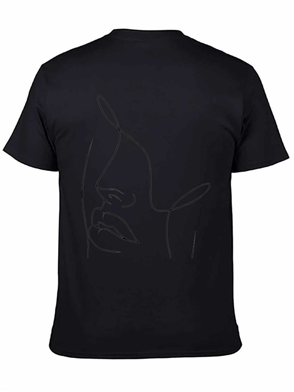 Abstract Face Line Art Black T-Shirt