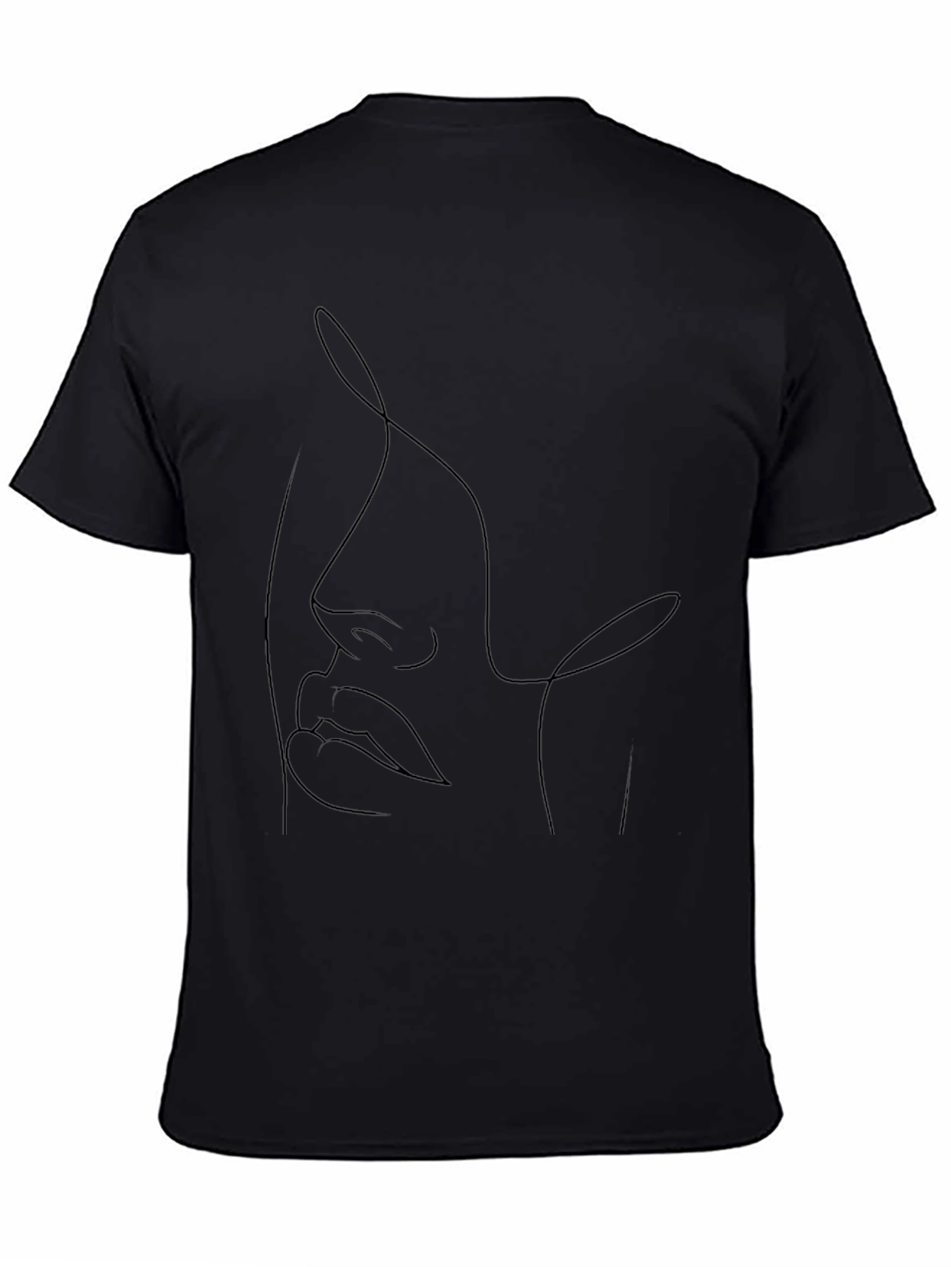 Abstract Face Line Art Black T-Shirt