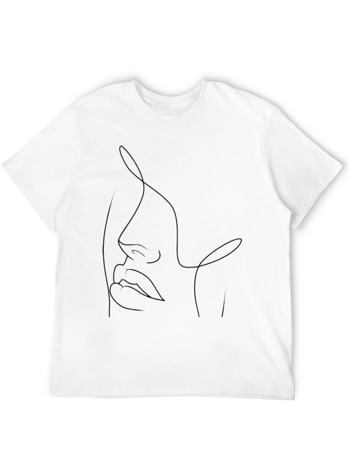 Abstract Face Line Art Black T-Shirt