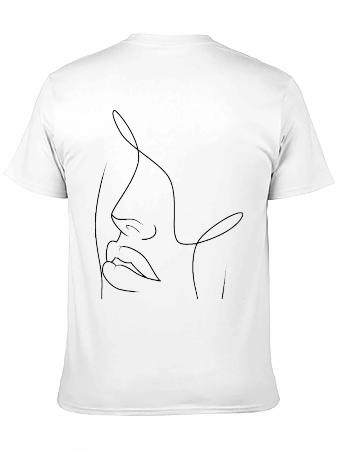 Abstract Face Line Art Black T-Shirt