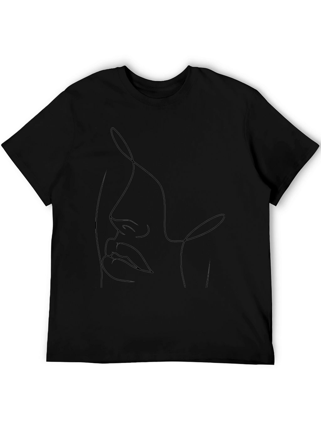 Abstract Face Line Art Black T-Shirt