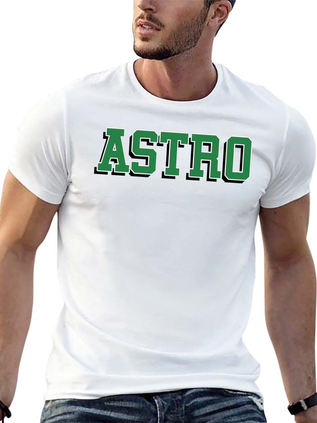 ASTRO Black Cotton Graphic T-Shirt