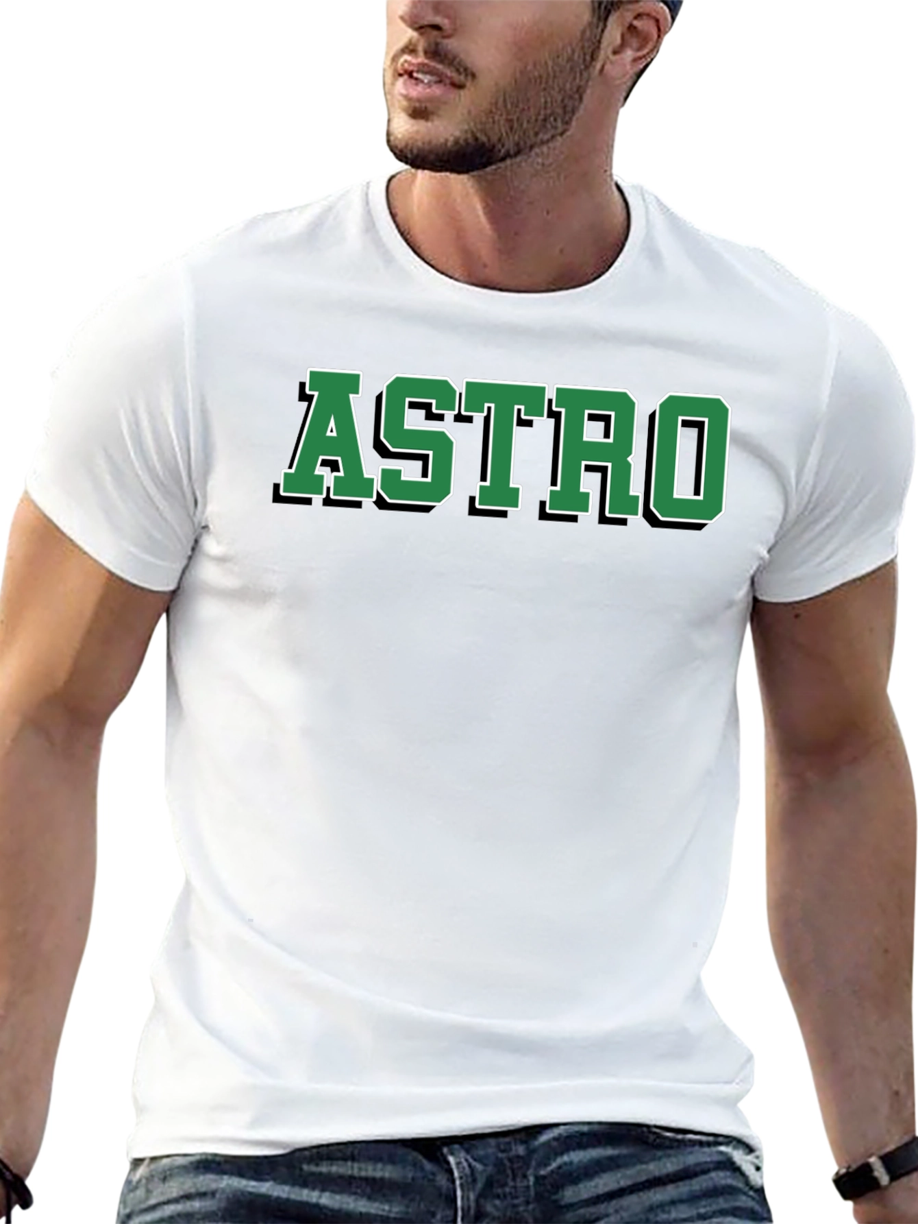 ASTRO Black Cotton Graphic T-Shirt