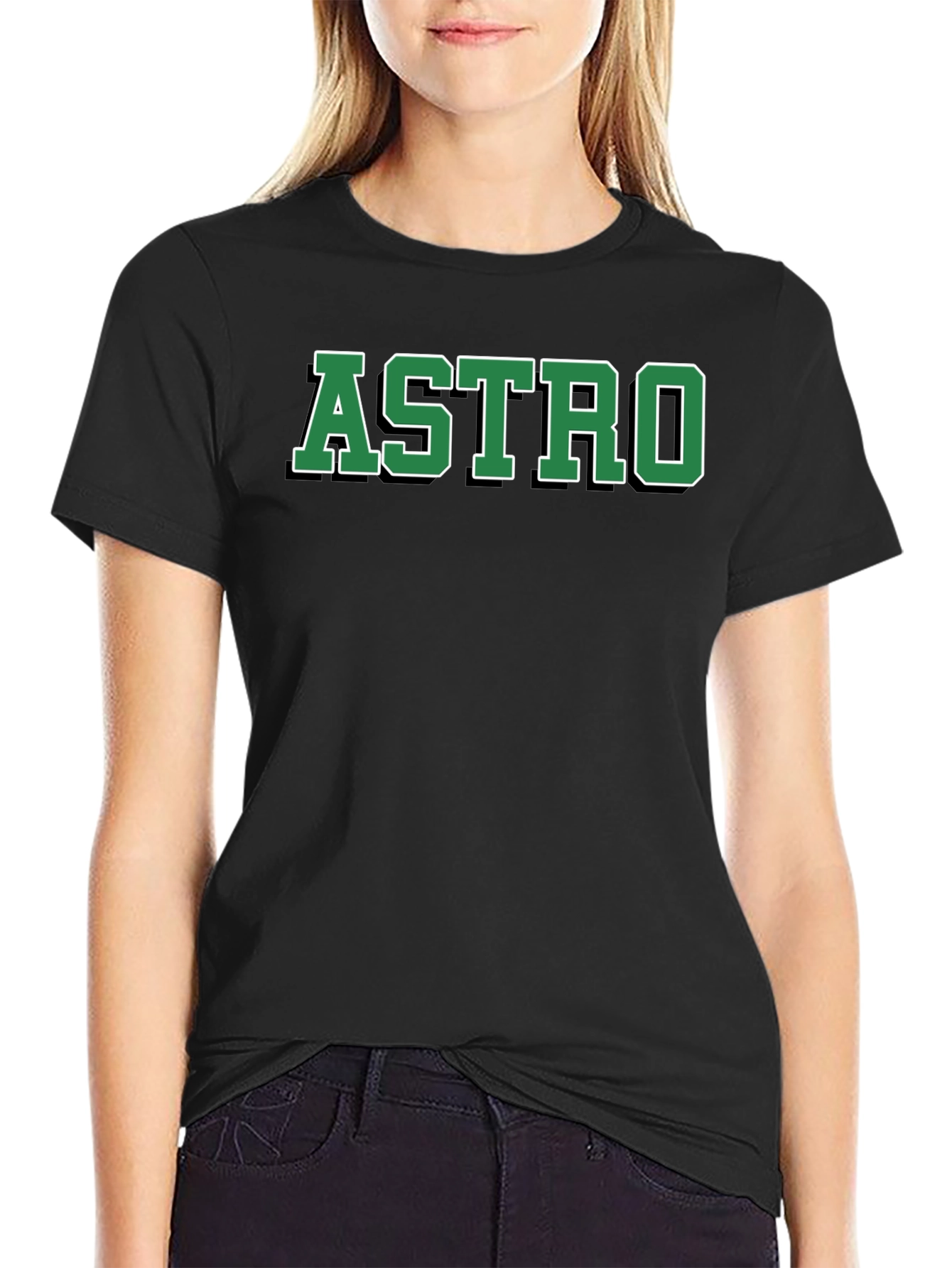 ASTRO Black Cotton Graphic T-Shirt
