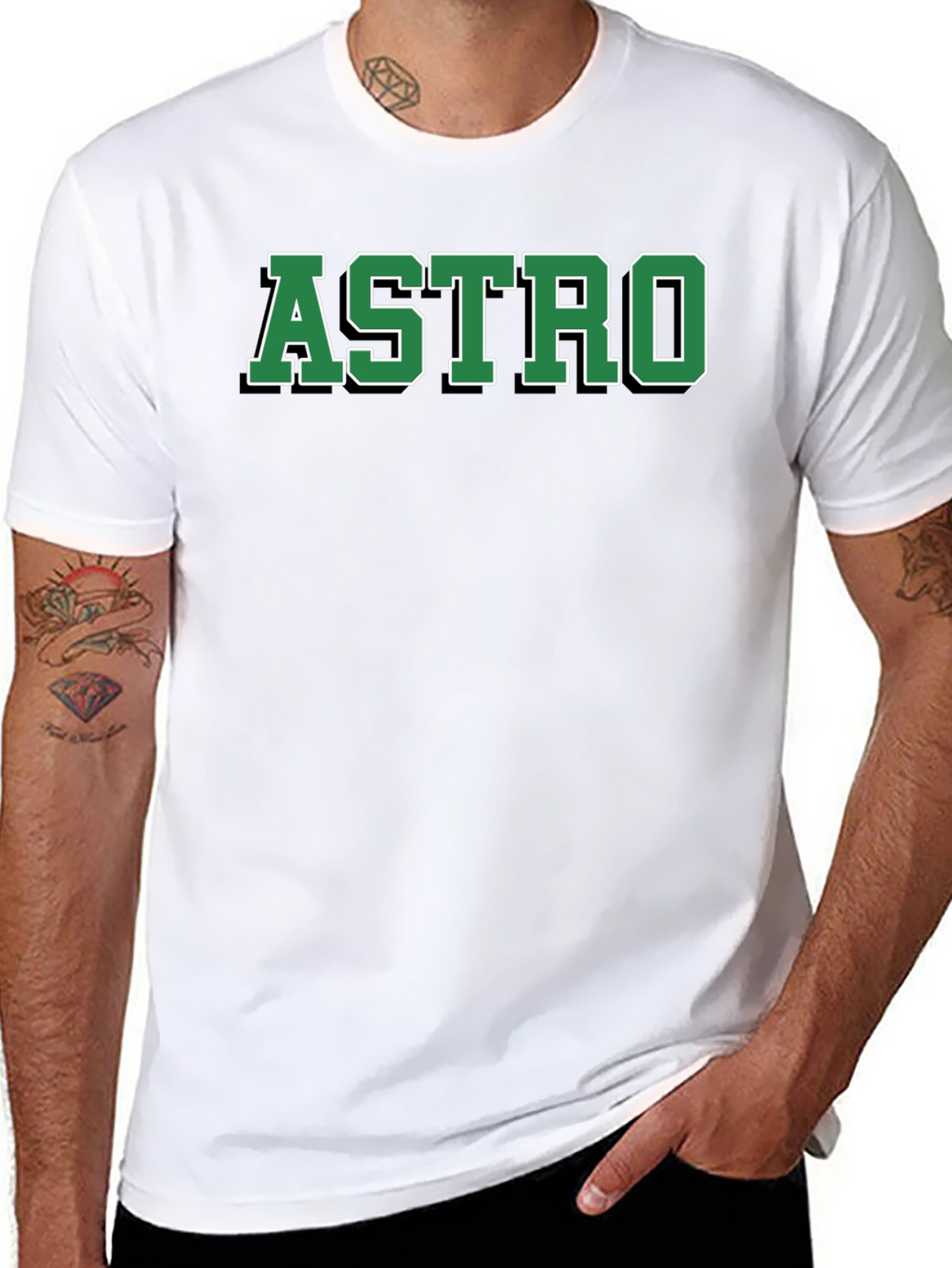 ASTRO Black Cotton Graphic T-Shirt