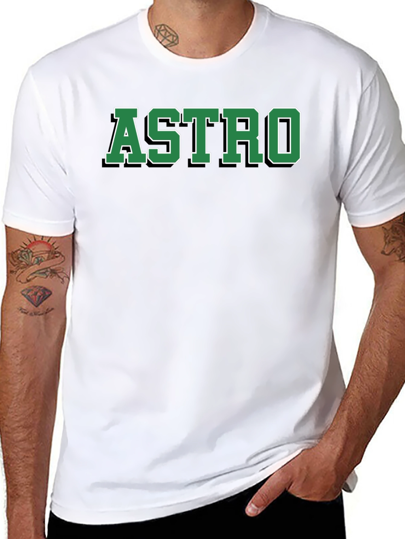 ASTRO Black Cotton Graphic T-Shirt