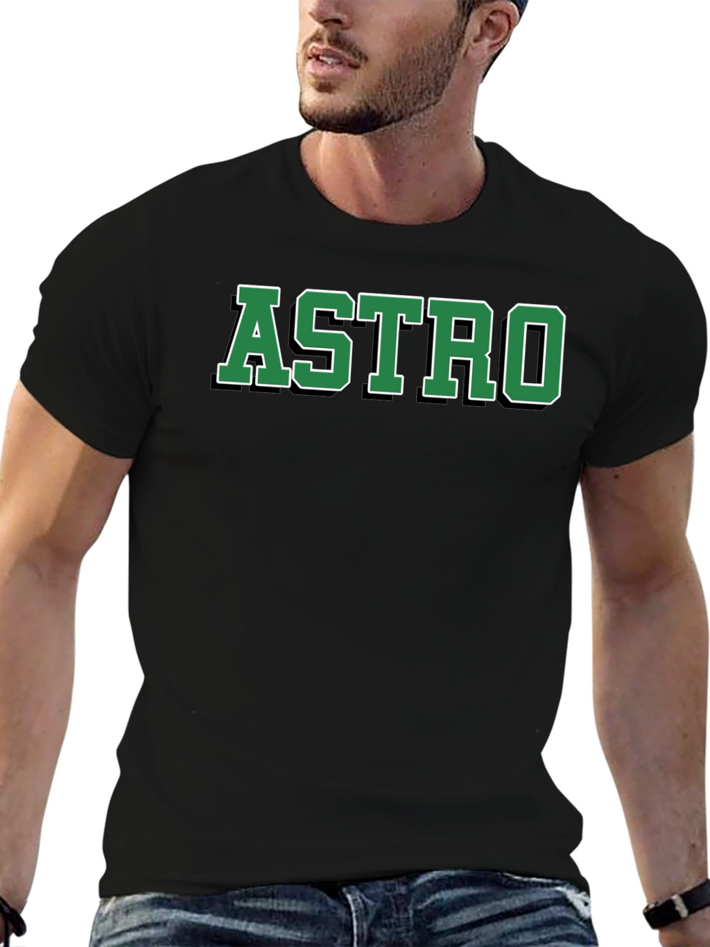 ASTRO Black Cotton Graphic T-Shirt