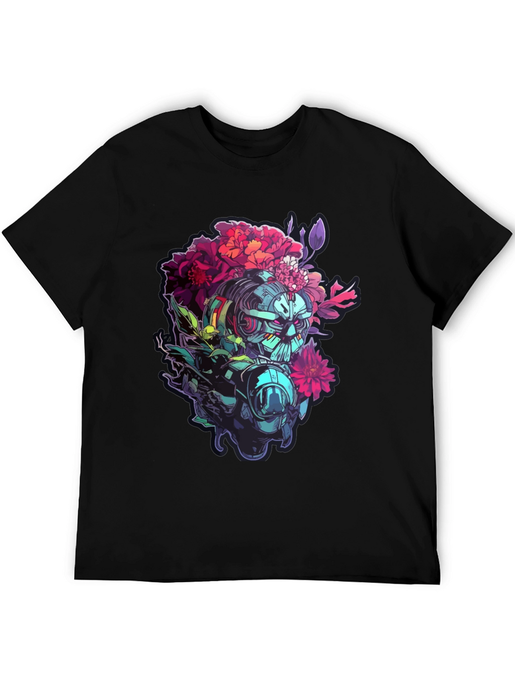 Floral Robot Graphic T-Shirt