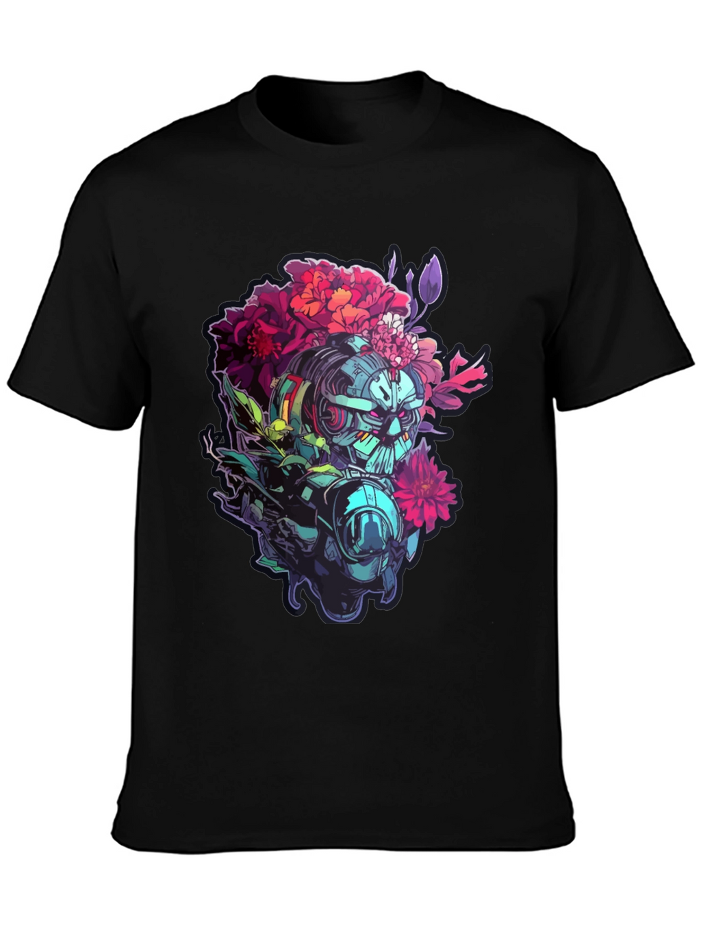 Floral Robot Graphic T-Shirt