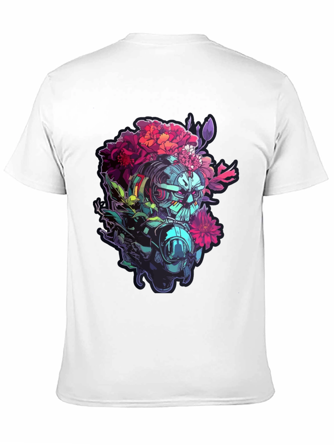 Floral Robot Graphic T-Shirt