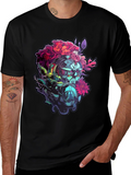 Floral Robot Graphic T-Shirt