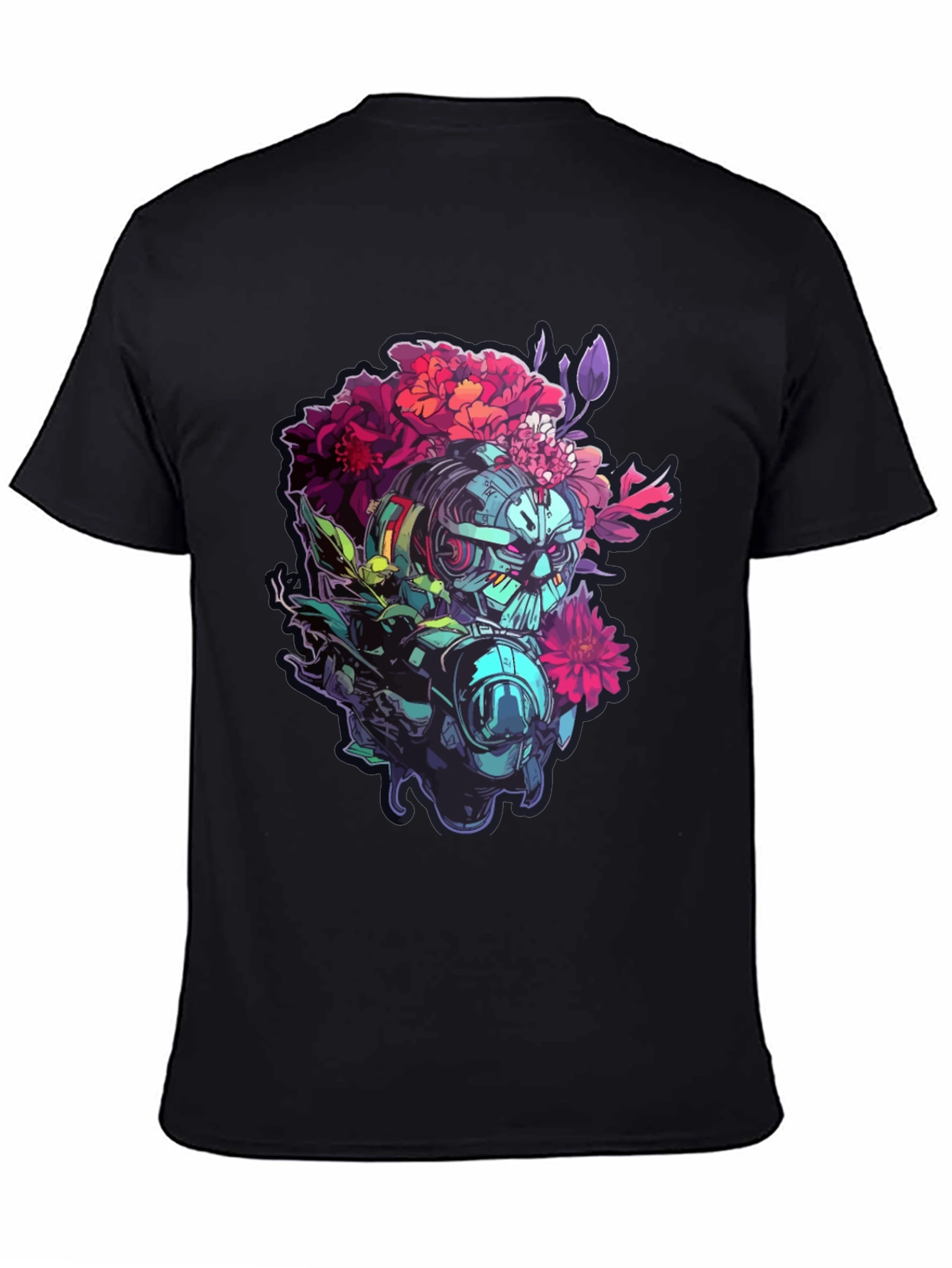 Floral Robot Graphic T-Shirt