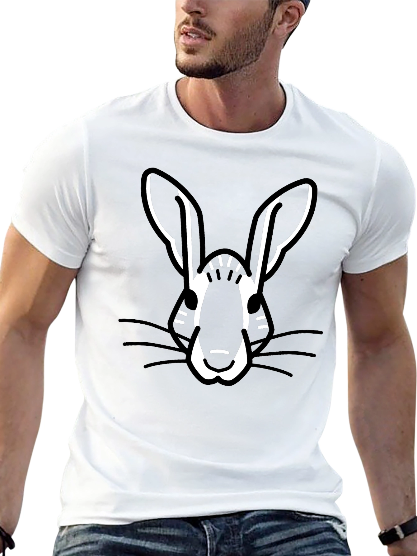 Rabbit Graphic Print Black T-Shirt